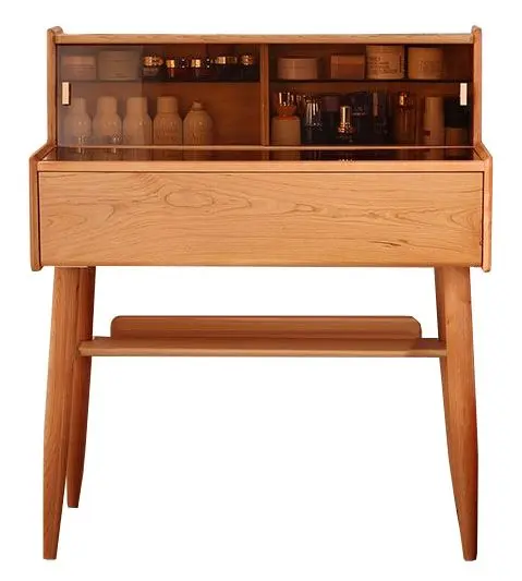 Туалетный столик со стеклянной столешницей и полками Твигги