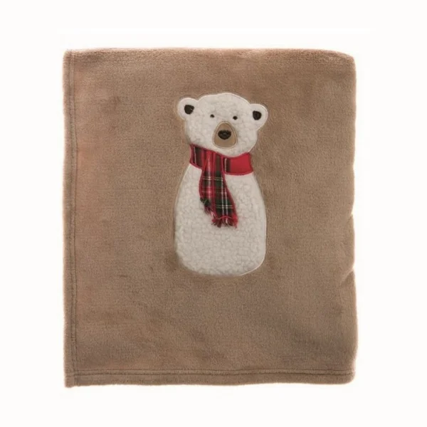 Детский флисовый плед с медвежонком  CHRISTMAS PLAID RED SHADES коричневый