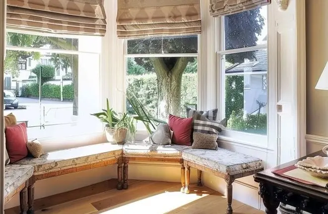 Ваш эркер - это не проблема, а готовое дизайнерское решение.