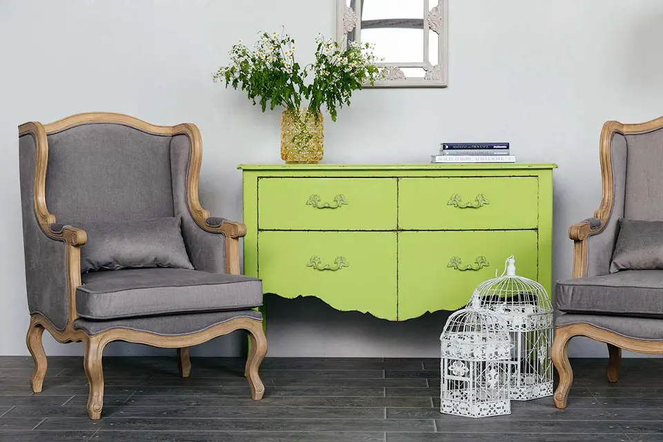 Комод большой Флоранс цвет Крыжовник, глянцевый, с состариванием.