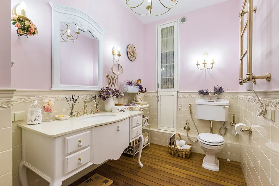 Корзины в интерьере ванной