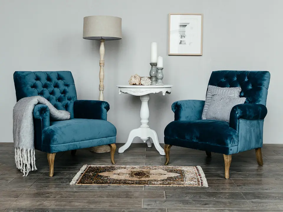 Синий в интерьере