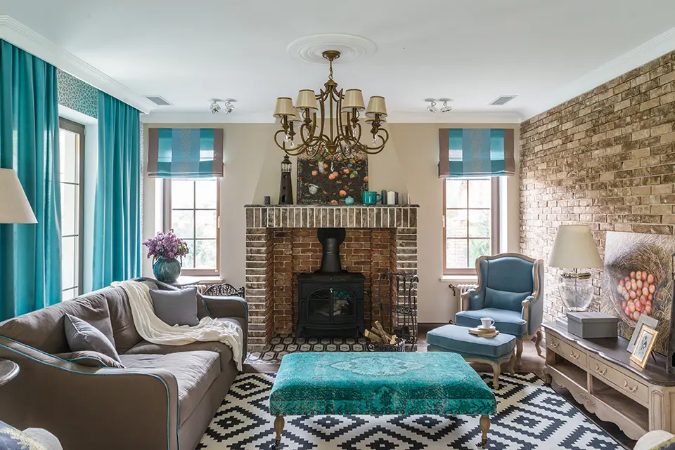 Синий в интерьере