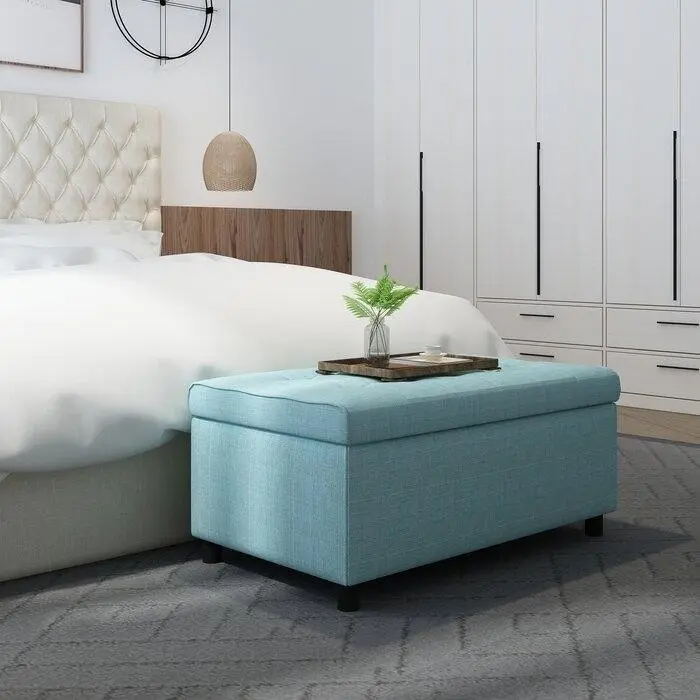 прямоугольная бирюзовая оттоманка с местом для хранения в спальне.jpeg