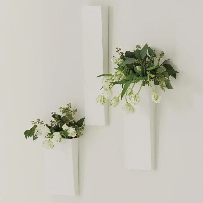 Настенная прямоугольная керамическая ваза белая.jpeg