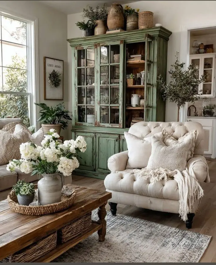 Интерьер в стиле Рустик с антикварной мебелью