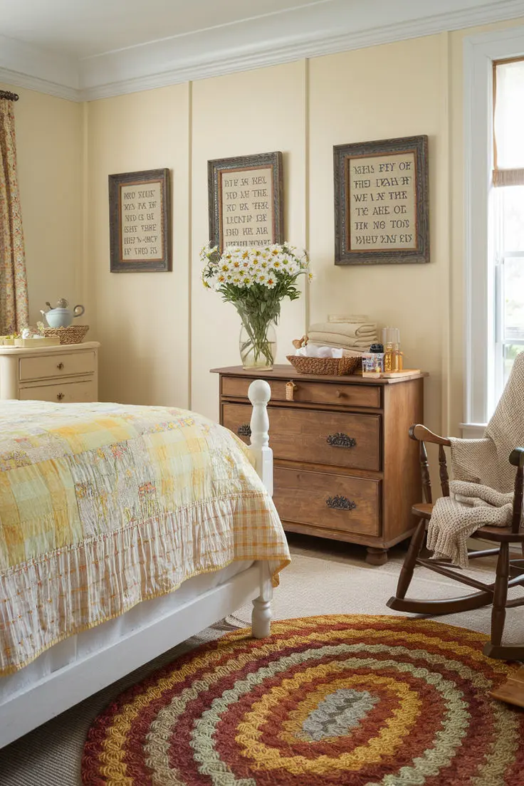 Спальня в пастельно-желтых тонах в стиле Прованс