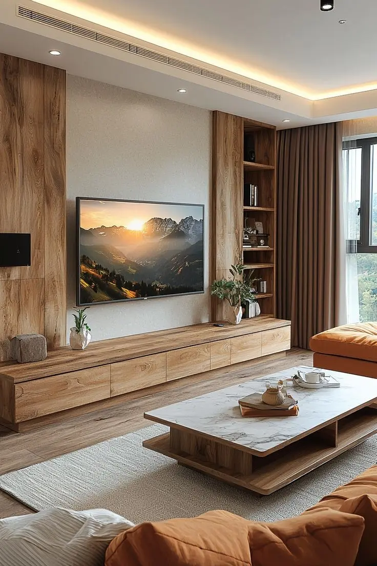 Гостиная с мебелью из массива дерева