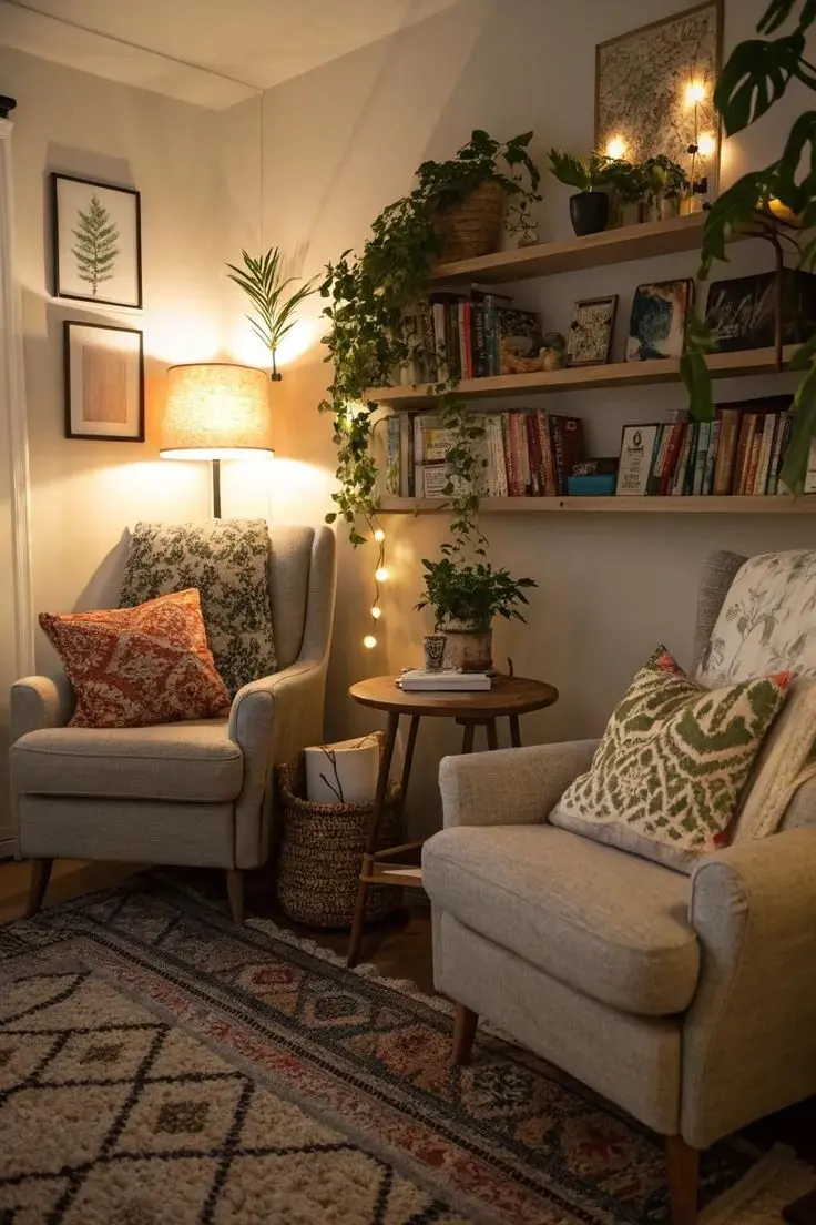 Уютная зона отдыха в сочетании стилей прованс и ретро