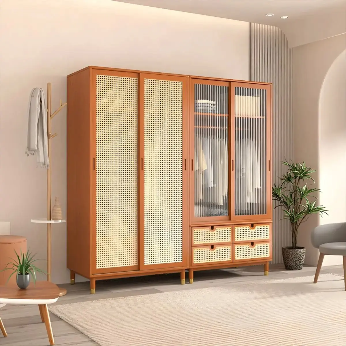 Шкаф-гардероб четырехдверный в стиле мидсенчери Шкаф-гардероб четырехдверный в стиле мидсенчери