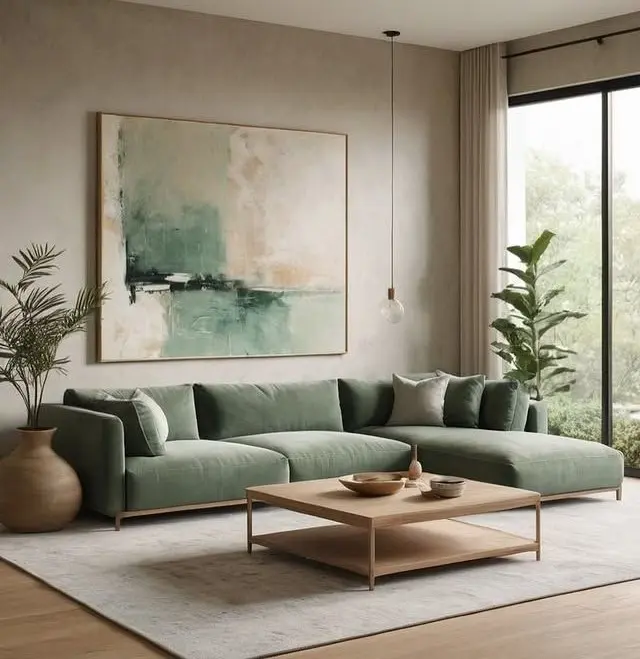 Уютная гостиная в стиле Джапанди в приглушенных тонах Уютная гостиная в стиле Джапанди в приглушенных тонах