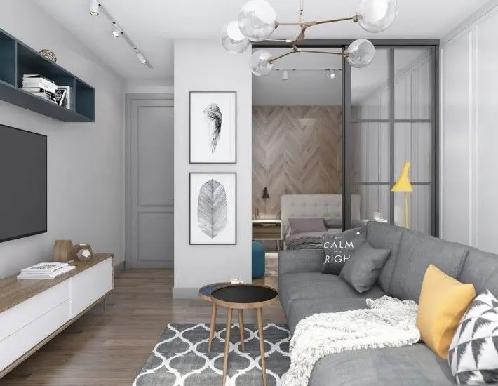 Уютная студия с цветовыми акцентами Уютная студия с цветовыми акцентами