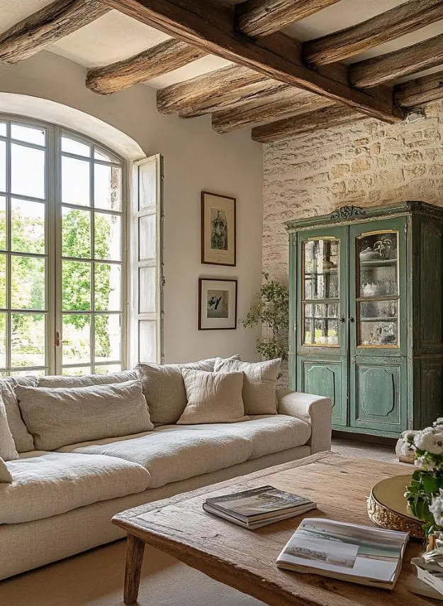 Гостиная с винтажным шкафом в стиле Прованс Гостиная с винтажным шкафом в стиле Прованс