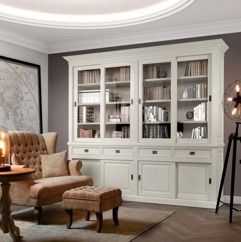 Интерьер библиотеки с белым книжным шкафом Инлавка, inlavka.ru Интерьер библиотеки с белым книжным шкафом Инлавка, inlavka.ru