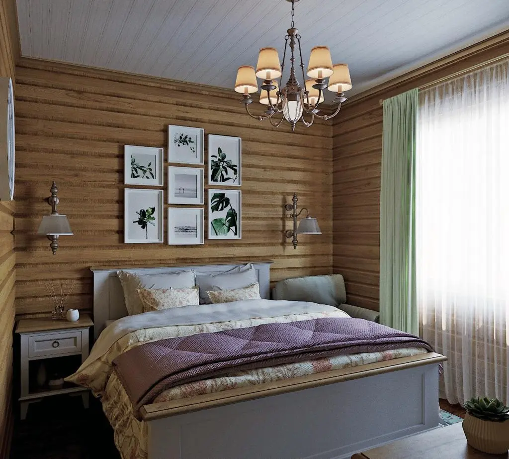 Уютная и аккуратная спальня в деревянном доме Инлавка, inlavka.ru
