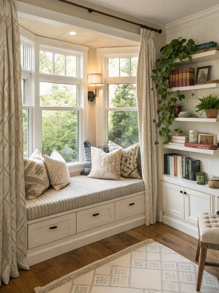 Уголок для чтения в эркере