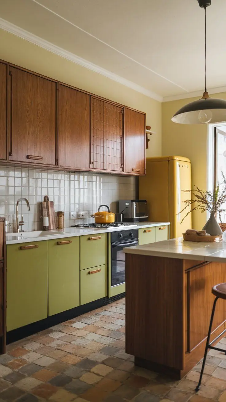 Цветная кухня в стиле ретро