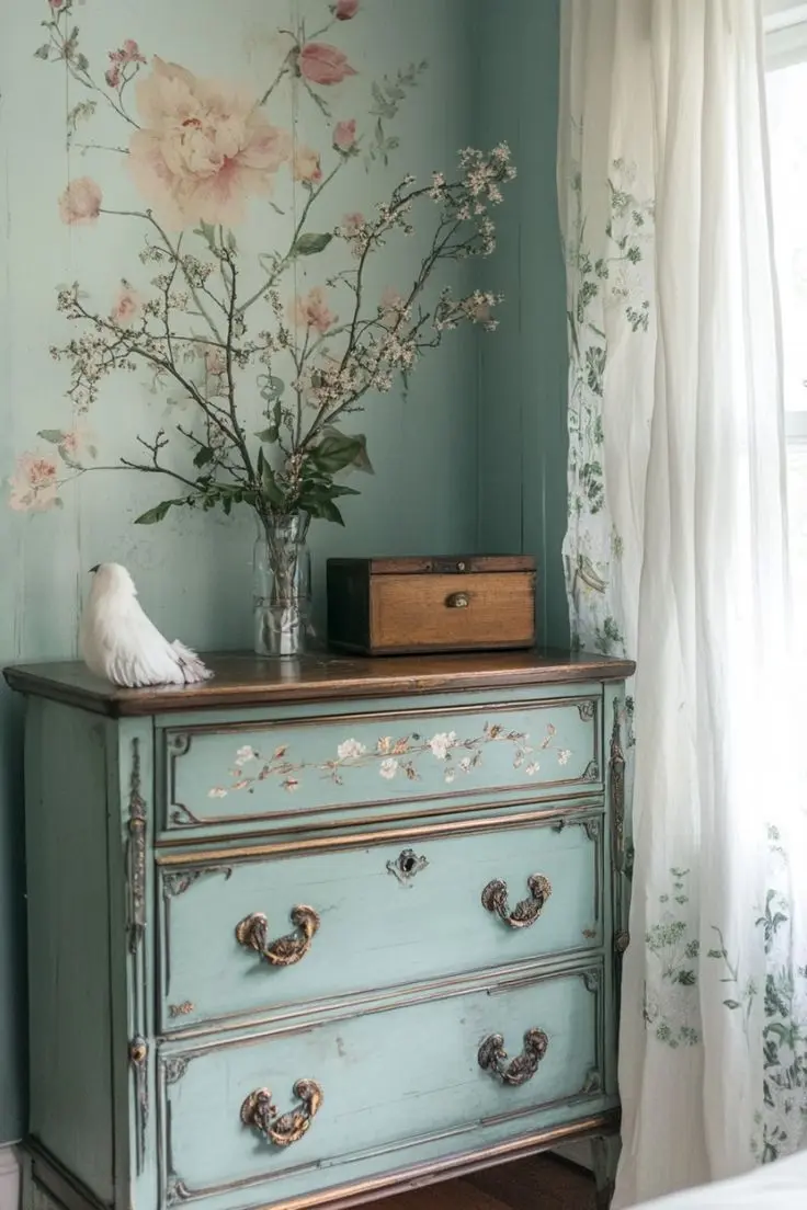 Голубой состаренный комод в стиле Прованс 