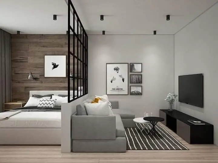 Зонирование в студии с помощью дивана Зонирование в студии с помощью дивана