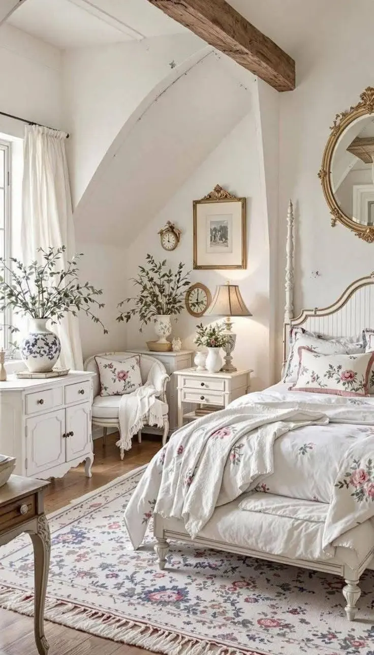 Белая спальня в стиле Шебби-шик