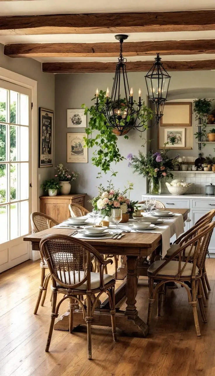 Просторная кухня с деревянной мебелью в интерьере в стиле Прованс Просторная кухня с деревянной мебелью в интерьере в стиле Прованс