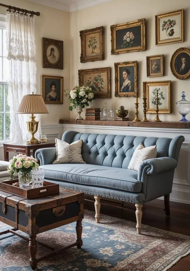 Классическая гостиная с антикварной мебелью