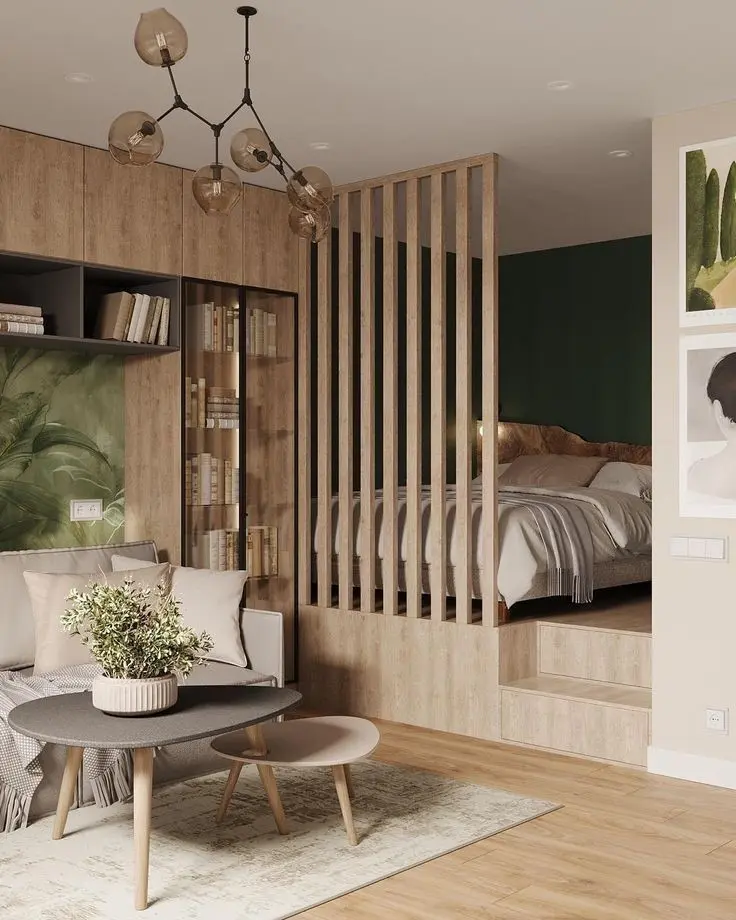 Зонирование в студии с помощью подиума Зонирование в студии с помощью подиума