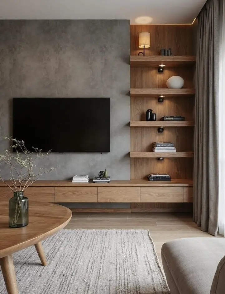 Стильная гостиная в природных тонах