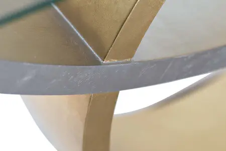 Консоль стеклянная на фигурной золотой ножке в виде окружности Gold