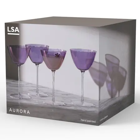 Набор бокалов для мартини aurora, 195 мл, фиолетовый, 4 шт.
