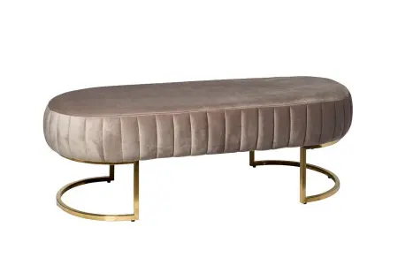 Банкетка мягкая на металлических ножках серо-бежевая