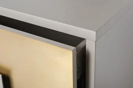 Тумбочка прикроватная с 2 ящиками левая серая с бежевым