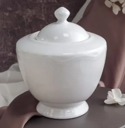 Сахарница с крышкой 350 мл,  d 10,2 см h 12,5 см, фарфор, Grazia