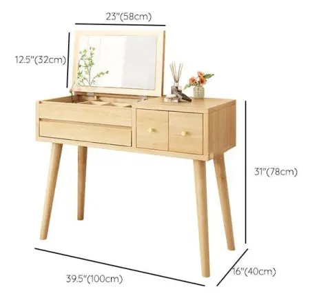 Туалетный столик с потайным зеркалом и тремя ящиками Твигги