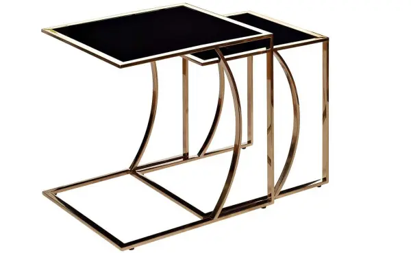 Прикроватный столик черный с золотыми ножками Gold