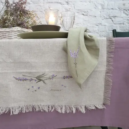 Дорожка сервировочная Лаванда (серая с бахромой)