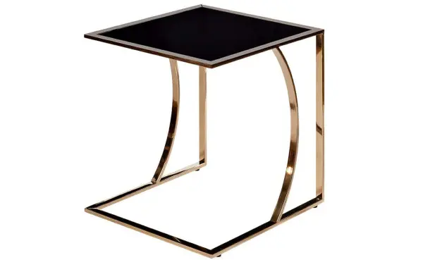 Приставной столик золотой с черным топом 40 см Gold - Н