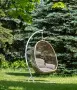 Подвесное кресло-кокон Флоренция из искусственного ротанга, цвет соломенный с серой подушкой