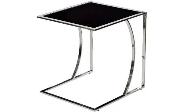 Прикроватный столик серебро с черным топом 50 см Silver