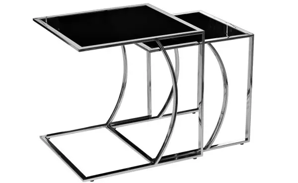 Прикроватный столик черный с ножками хром Silver