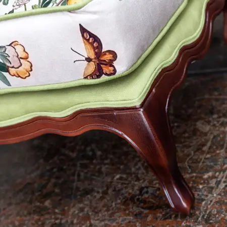 Банкетка для кресла «Индокитайский зеленый павлин» (красное дерево)