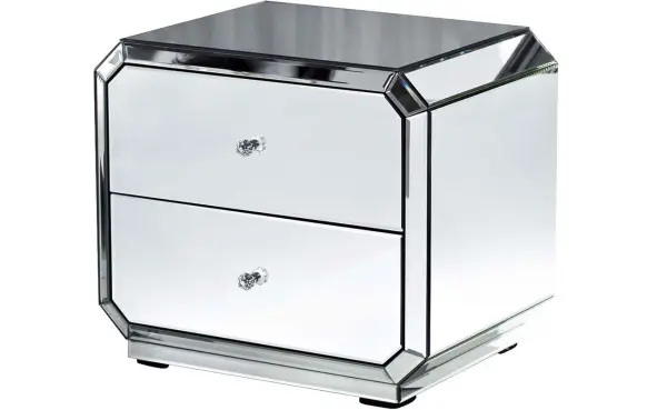 Тумбочка прикроватная зеркальная с 2 ящиками Bor