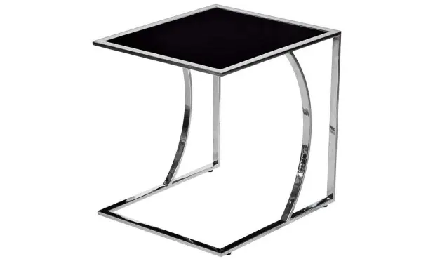 Прикроватный столик черный с ножками хром Silver