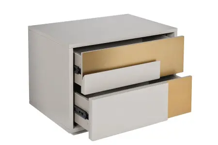 Тумбочка прикроватная с 2 ящиками левая серая с бежевым