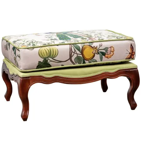 Банкетка для кресла «Индокитайский зеленый павлин» (красное дерево)