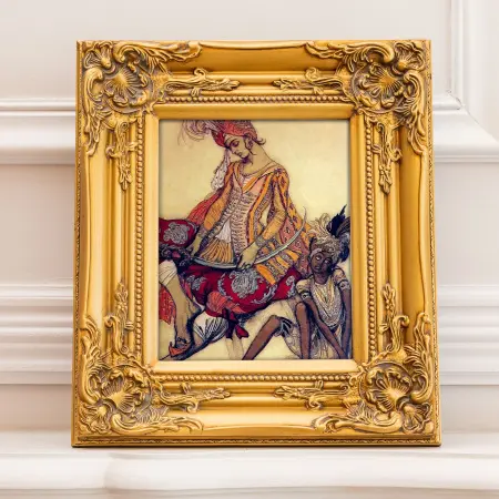 Л.С. Бакст. Эскиз костюмов восточного принца и его пажа к балету «Спящая красавица», 1916 в картинной раме «Шелли»