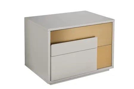 Тумбочка прикроватная с 2 ящиками левая серая с бежевым