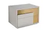 Тумбочка прикроватная с 2 ящиками левая серая с бежевым
