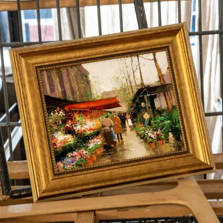 Эдуард Кортес, «Цветочный рынок в Ла Медлен», картина в раме