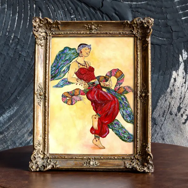 Л.С. Бакст. Эскиз красного костюма к балету «Шахерезада», 1909 в раме «Анастаси»